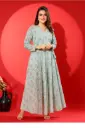 Women Fit and Flare Light Green Full Lenght Dress